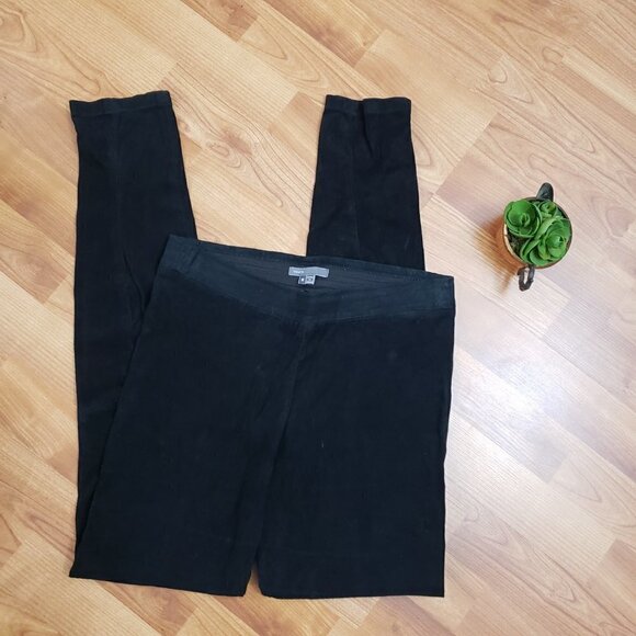 Vince Genuine Suede Leather Leggings Stretch Black Pants Sz Medium M - Picture 2 of 9